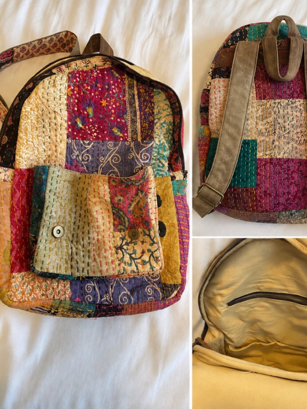 *Hand sewed Boho Patchwork Backpack 🌸 | Colorful Hippie Festival Bag**
